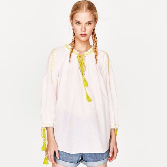 Zara Embroidered Peasant Tunic - Picture 1 of 5